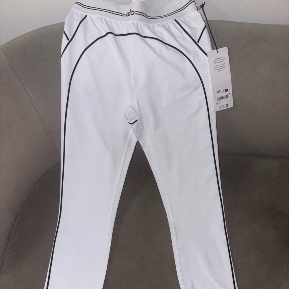 ALO Yoga White Leggings with Black Trim